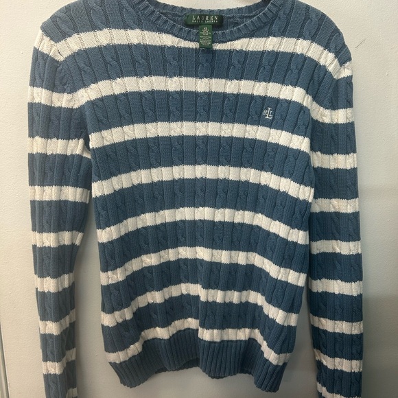 Ralph Lauren Blue and White Crewneck Sweater - Picture 1 of 3